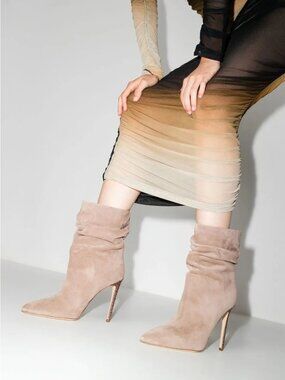Paris Texas Slouchy 105mm Stiletto Ankle Boot  Sz 36 / 6 US Taupe Made in Italy